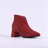 Wonders V Cut Pointed Block Heel Boot - Red Suede